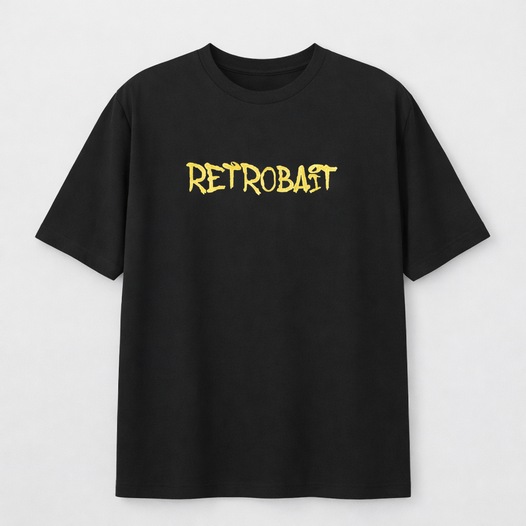 Retrobait Black T-Shirt With Yellow Logo
